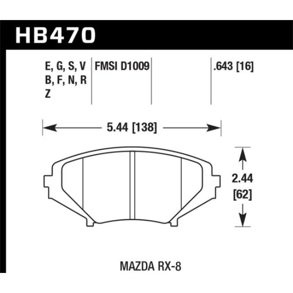 Hawk Performance HB470B.643 HPS 5.0 Front Brake Pads for 2004-2011 Mazda RX-8 Grand Touring