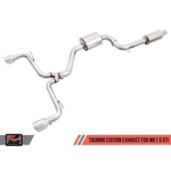 3015-32096 102 mm Touring Edition Exhaust with Chrome Silver Tips for Volkswagen GTI MK7.5 2.0T