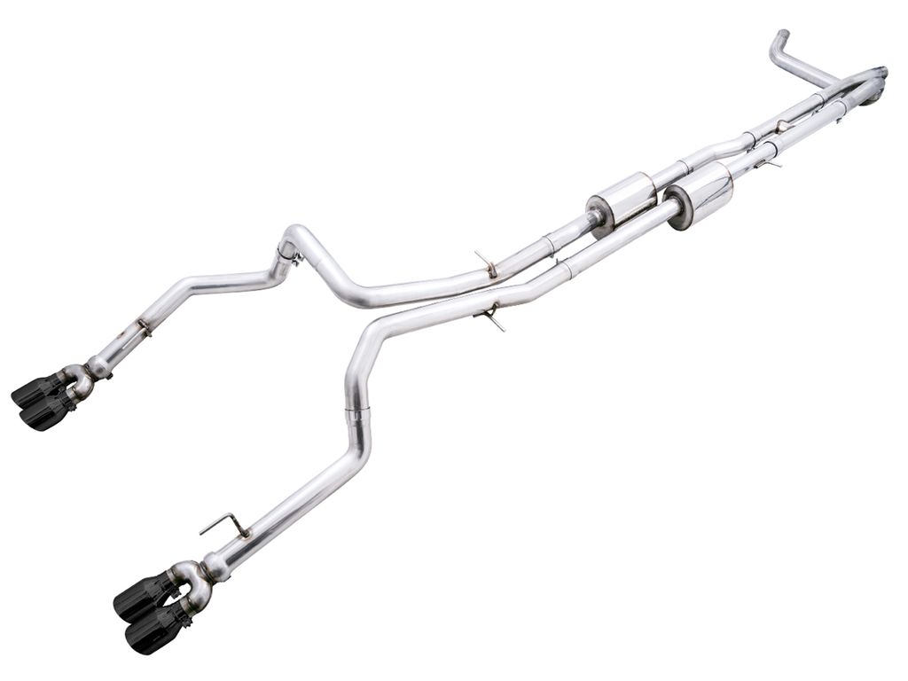 4th Gen GM 1500 6.2L 0FG Catback Split Rear Exit with Bumper Cutouts - Quad Diamond Tips