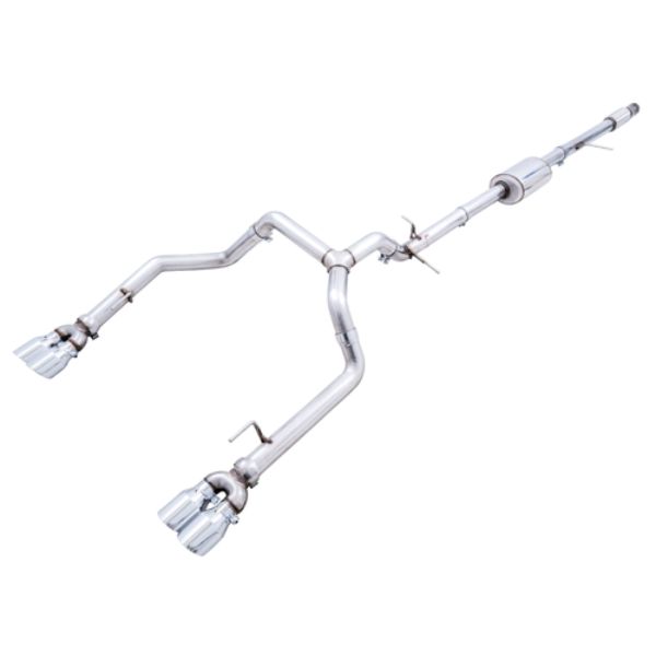 4th Gen GM 1500 5.3L 0FG Catback Split Rear Exit with Bumper Cutouts - Quad Chrome Tips