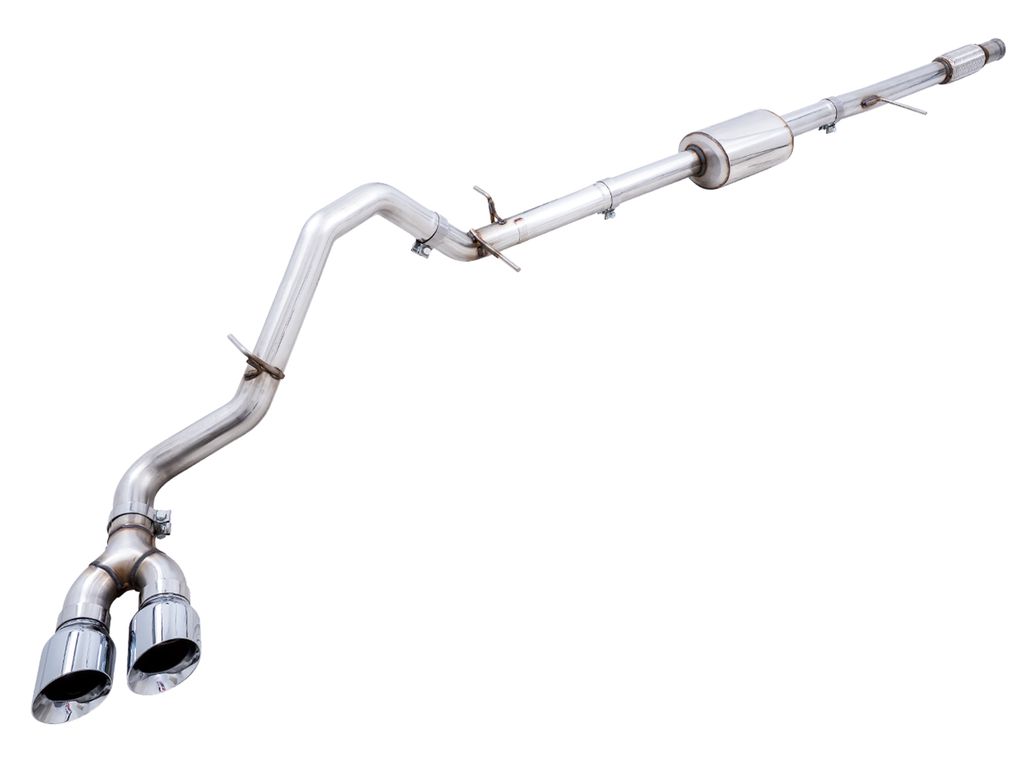 4th Gen GM 1500 5.3L 0FG Catback Dual Side Exit with Flat Bumper - Chrome Tips