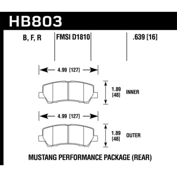 HP Plus Rear Brake Pads for 2016-2017 Ford Mustang GT Brembo