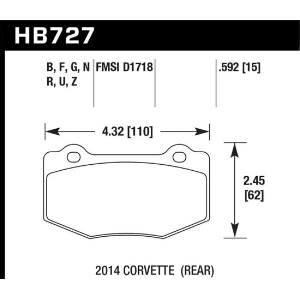 Hawk Performance HB727W.592 DTC-30 Rear Race Brake Pads for 2015 Chevy Corvette Z06