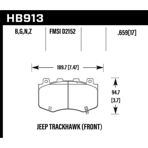 Hawk Performance HB913G.659 DTC-60 Front Brake Pads for 2018-2019 Jeep Grand Cherokee Trackhawk