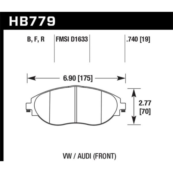 Hawk Performance HB779Z.740 Performance Ceramic Front Brake Pads for 2015-2016 Audi S3