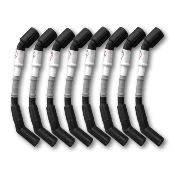 10 mm Spark Plug Wires, Grey with Black Boots - Set of 8