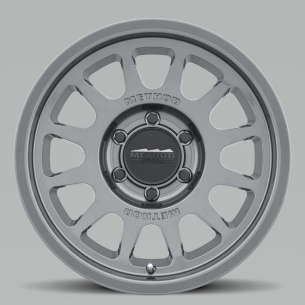 17 x 7.5 in. Plus 50 mm Offset 6 x 130 in. Bolt Pattern 84.1 mm Center Bore Method MR703 Gloss Titanium Wheel