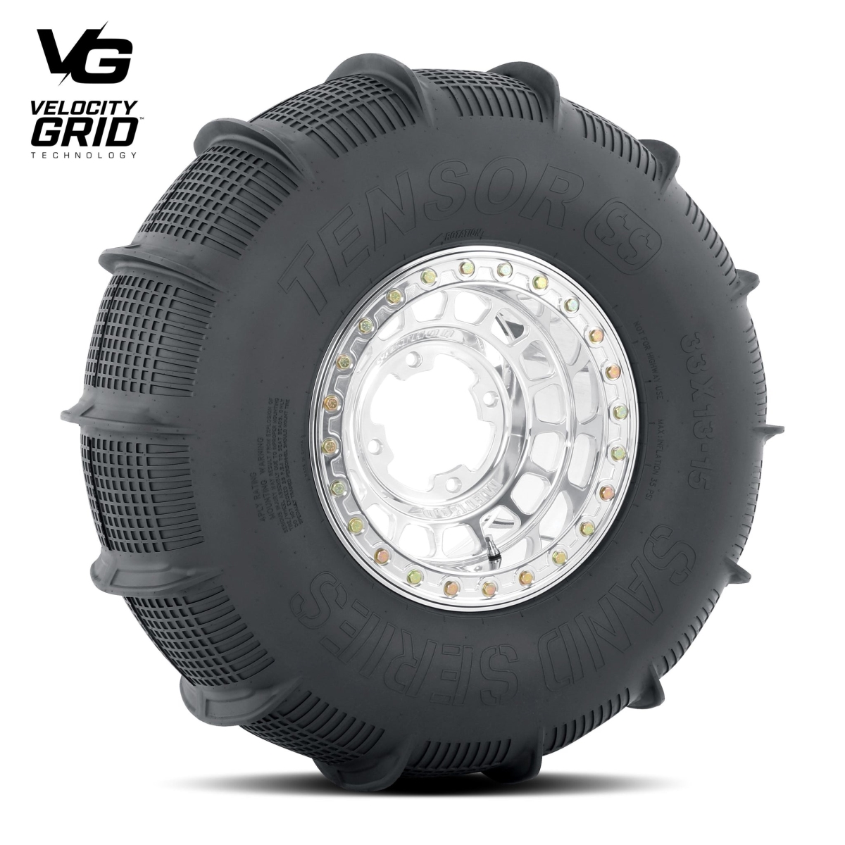TS331315SSR 33 x 13 in. 14 Paddles 1 in. Tensor Tire Sand Series Hard Compound Rear Tire