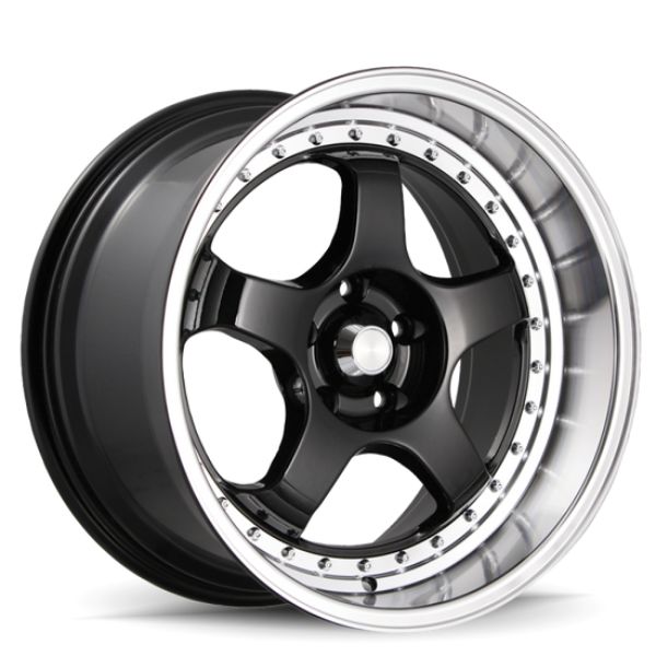 SS88514455 18 x 8 in. 5 x 114.3 Bolt Pattern SSM ET45 Gloss Black with Machined Lip Cast Wheel