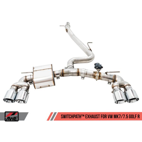 3025-42066 102 mm SwitchPath Exhaust with Chrome & Silver Tips for 2018 Volkswagen Golf R Base Golf R MK7.5