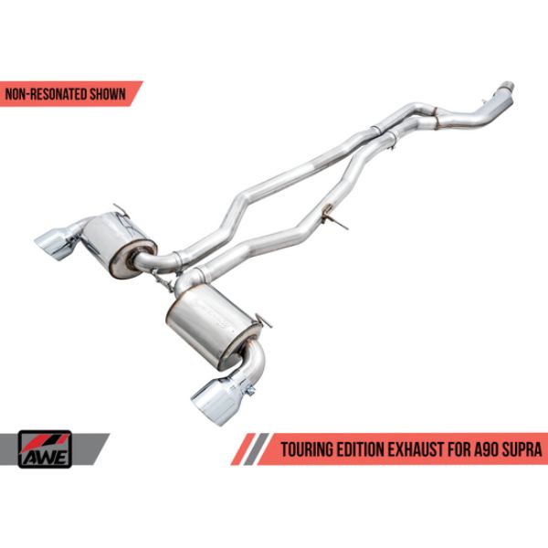 3020-32058 Non-Resonated Touring Edition Exhaust with 5 in. Chrome & Silver Tips for 2020 Toyota Supra A90