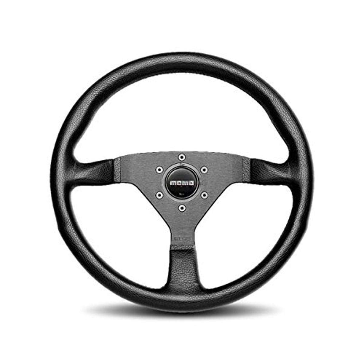 350 mm Black Leather Black Stitch & Black Spokes Montecarlo Steering Wheel
