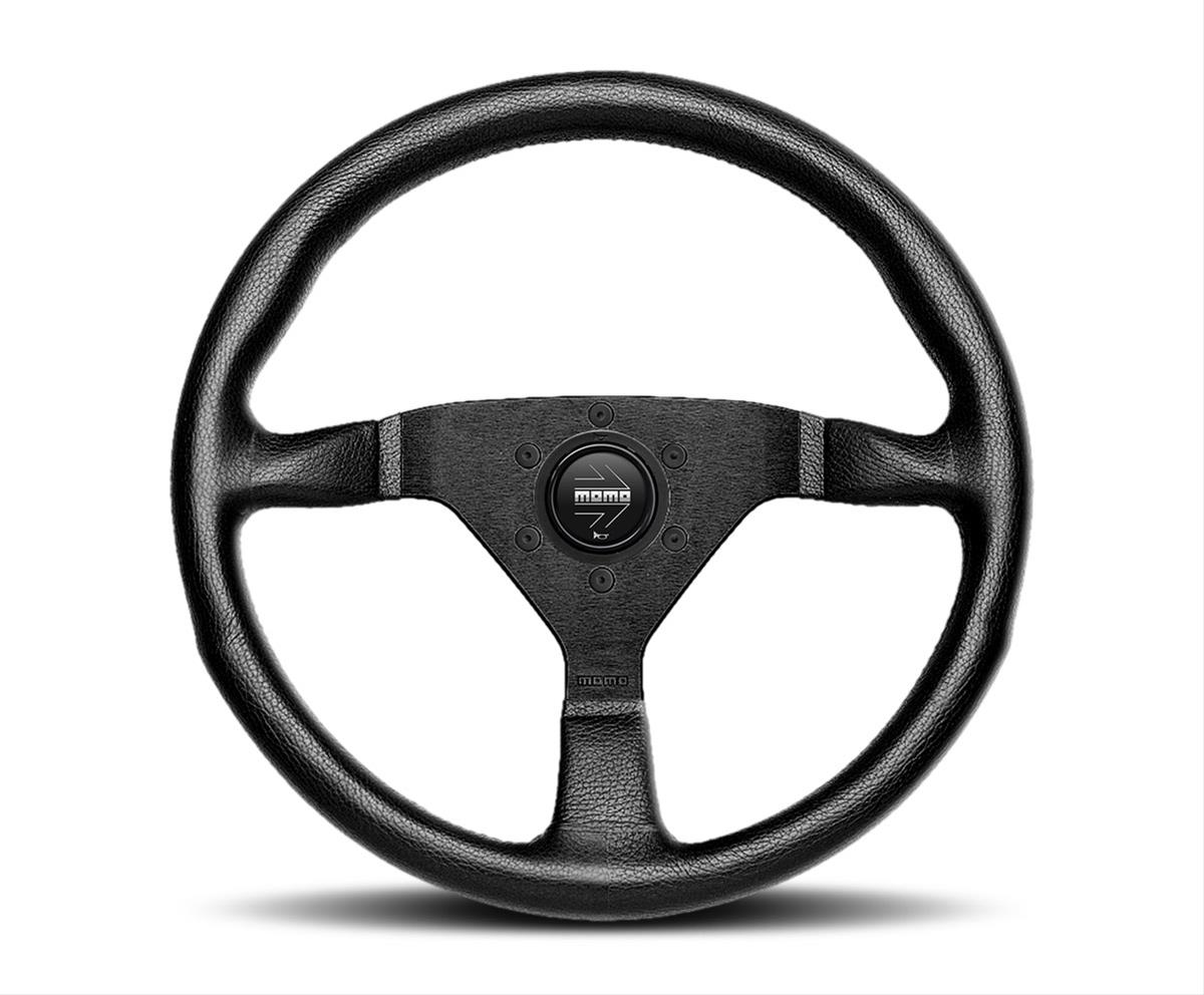 Momo MCL32BK1B 320 mm Black Leather Black Stitch Black Spokes Montecarlo Steering Wheel