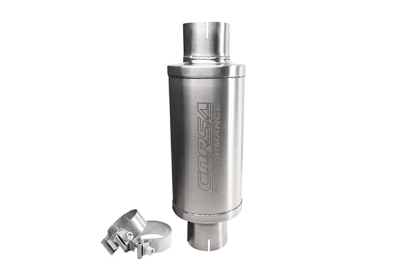 PKM2003 3 in. 304 Stainless Steel 3in Pro Series Packed Resonator with 2 Clamps - Brushed