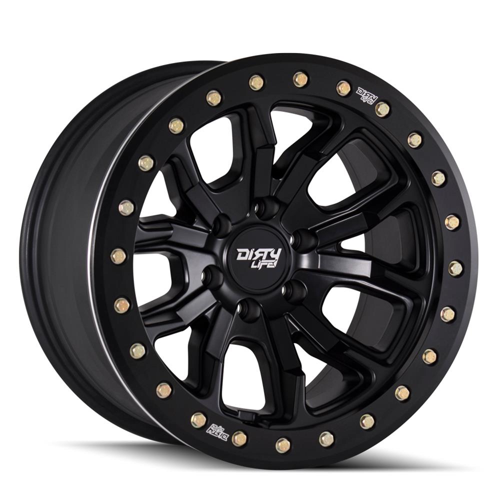 9303-7965MB12 17 x 9 in. 5 x 114.3 Bolt Pattern 12 mm Offset 72.6 mm Hub 9303 DT-1 Beadlock Matte Black Wheel