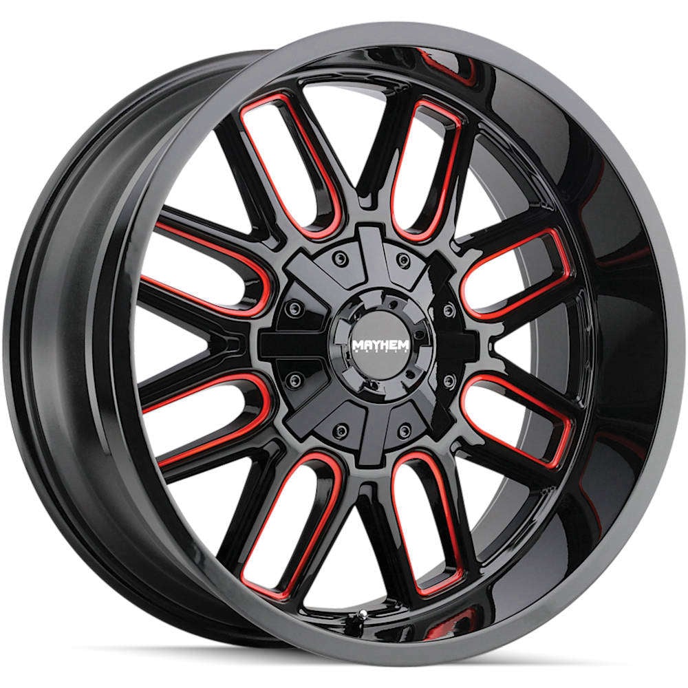 8107-2937BTR18 20 x 9 in. 8107 Cogent 6 x 135 Bolt Pattern 18 mm Offset 106 mm Hub Black with Prism Red Wheel