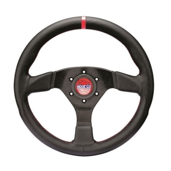 R383 Champion Black Leather & Black Stitching Steering Wheel