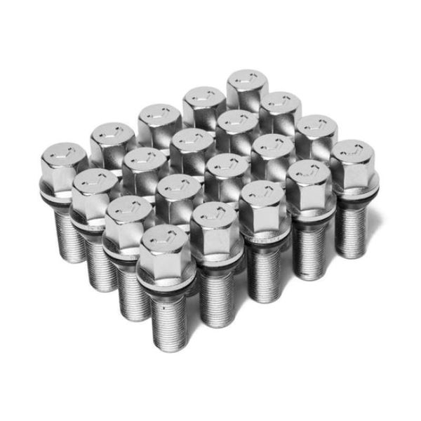 14 x 1.5 in. 30 mm 17 mm Hex Lug Bolt Cone Seat, Silver - Set of 20