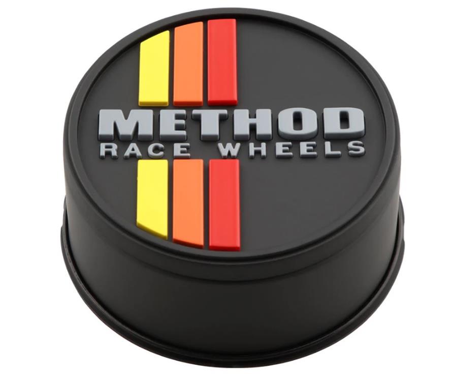 Classic YOR Stripes Push Through Wheel Center Cap, Black