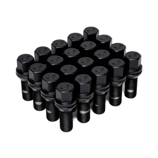 14 x 1.25 in. 30 x 17 mm Lug Bolt Hex Cone Seat, Black - Set of 20