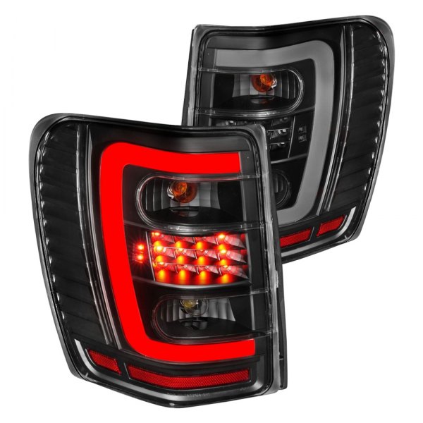 LED Tail Lights with Light Bar Black Housing Clear Lens for LED Taillights