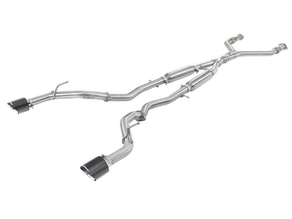 AFe 49-36134NM-C 2.5 in. Power Takeda 304 Stainless Steel CB Exhaust with Carbon Fiber Tips for 2017-19 Infiniti Q60 V6-3.0L TT