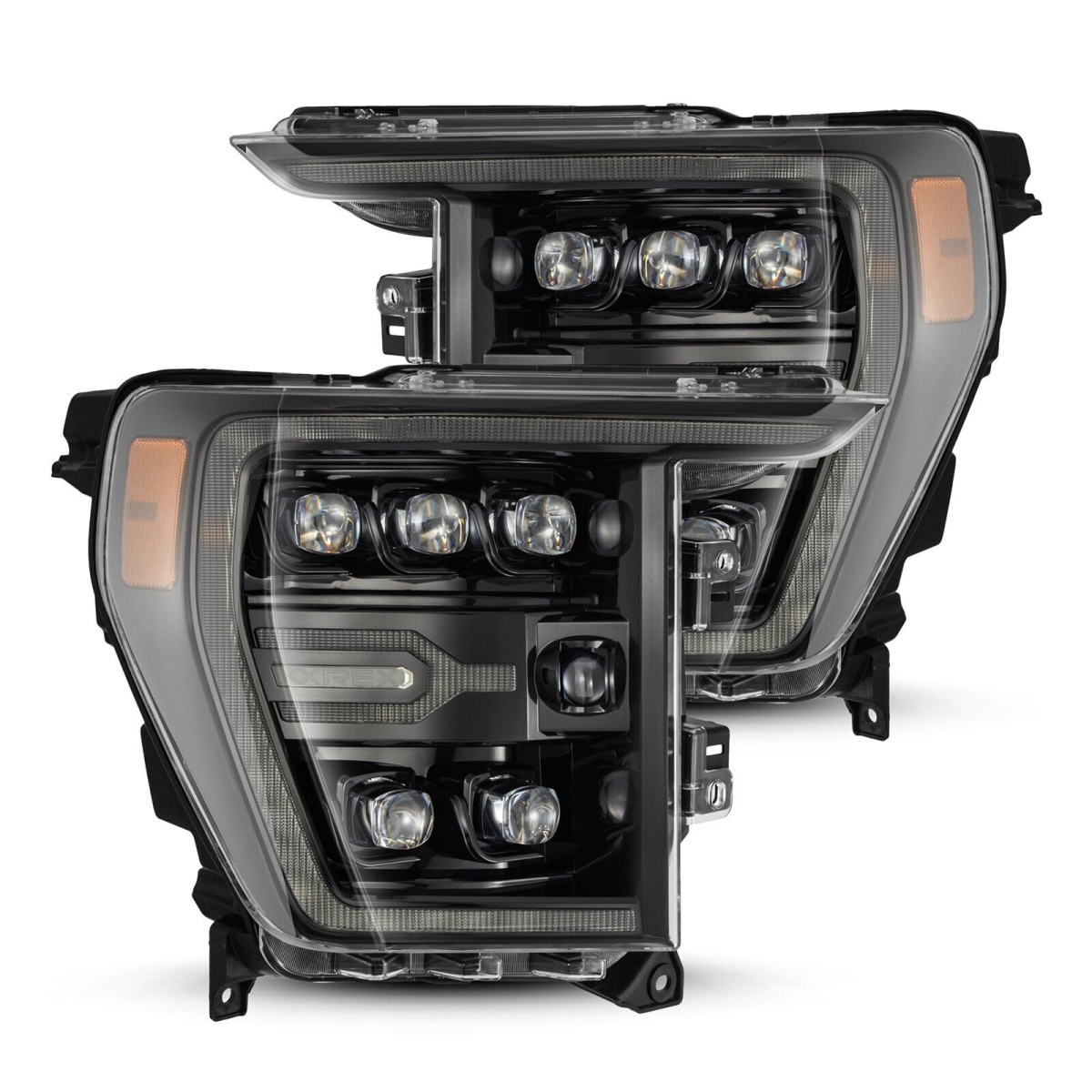 880138 Plank Style LED Projector Headlights with Active Light & Seq Signal for 2021-22 Ford F-150 NOVA - Alpha Black