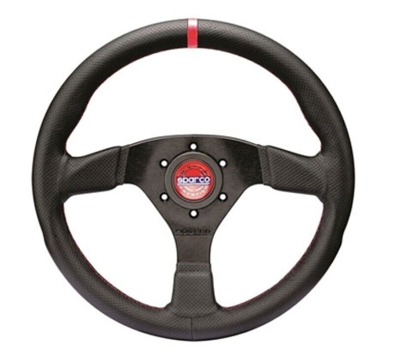 R383 Champion Black Leather & Red Stiching Steering Wheel
