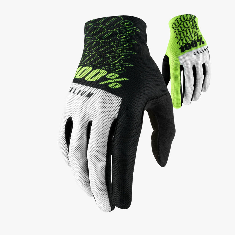 Picture of 100 Percent 10007-00010 Celium MTB Gloves&#44; Fluo Yellow - Small