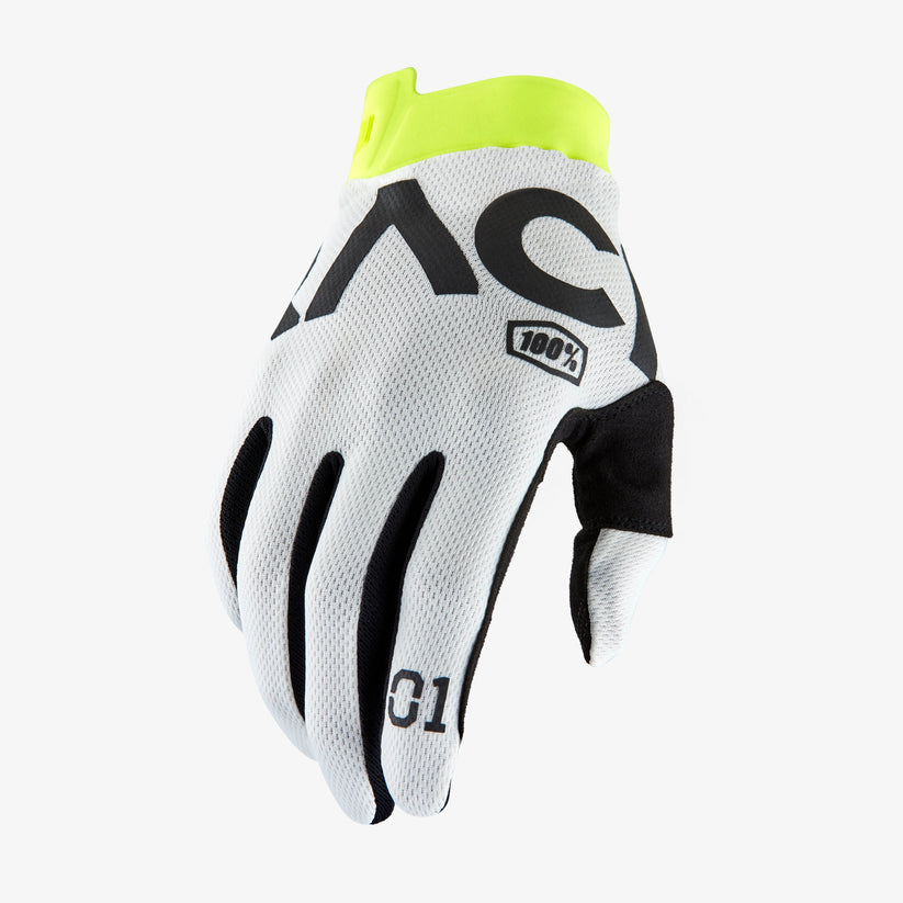 Picture of 100 Percent 10015-010-12 Racr iTrack Gloves&#44; White - Large