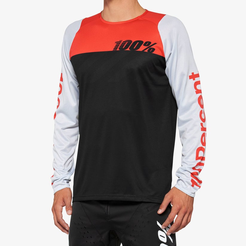 Picture of 100 Percent 40005-00000 R-Core Long Sleeve Jersey&#44; Black & Red - Small