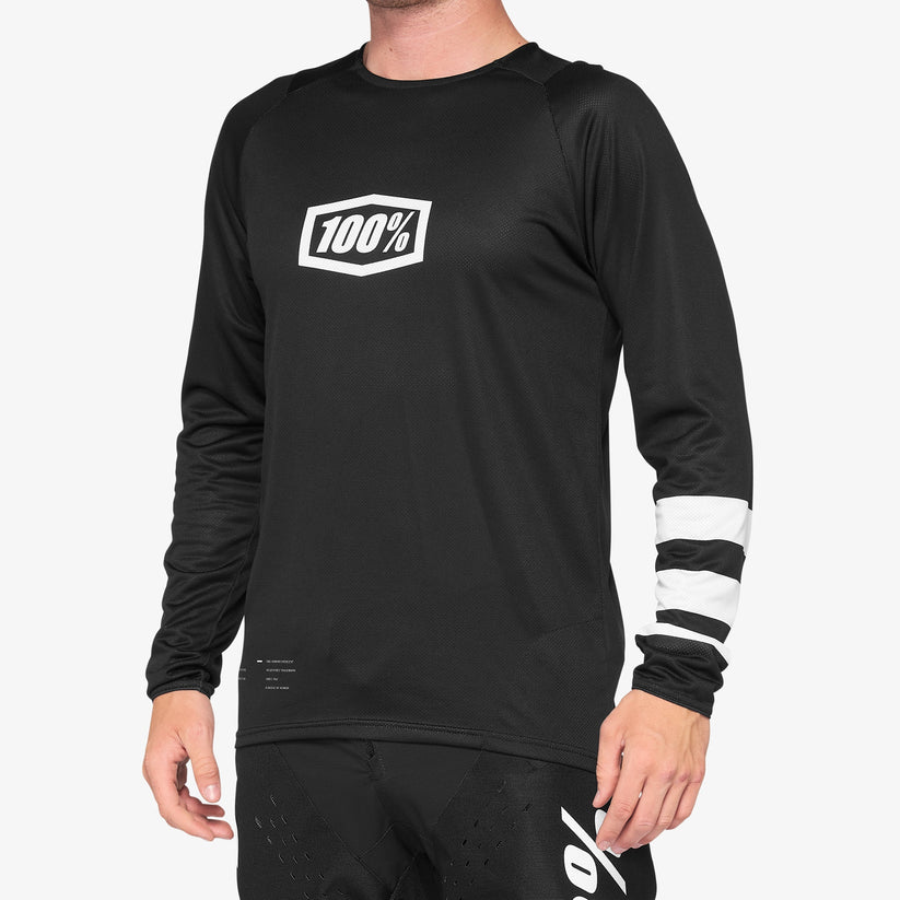 Picture of 100 Percent 40005-00010 R-Core Long Sleeve Jersey&#44; Black & White - Small