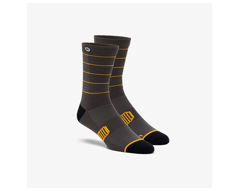Picture of 100 Percent 24017-459-18 Advocate Performance Socks&#44; Charcoal & Mustard - Large & Extra Large