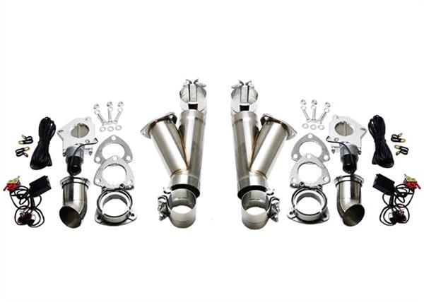 2.5 in. Aluminized Mild Steel Electronic Dual Exhaust Cutout System with Slip Fit & Band Clamp