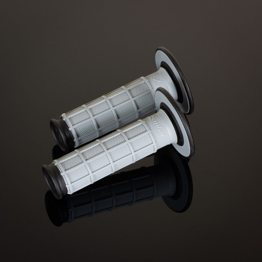 Renthal Dual Compound Grips - Twist Throttle - Grey, Full Waffle