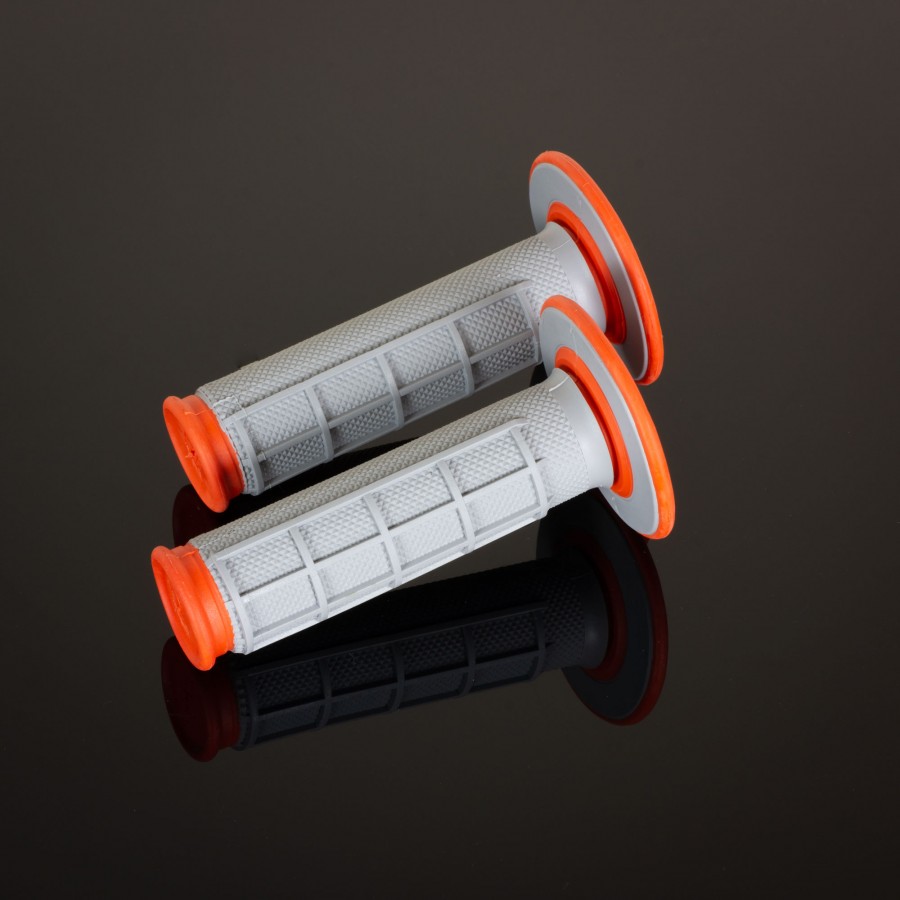 Renthal Dual Compound Grips - Twist Throttle - Orange, 1/2 Waffle