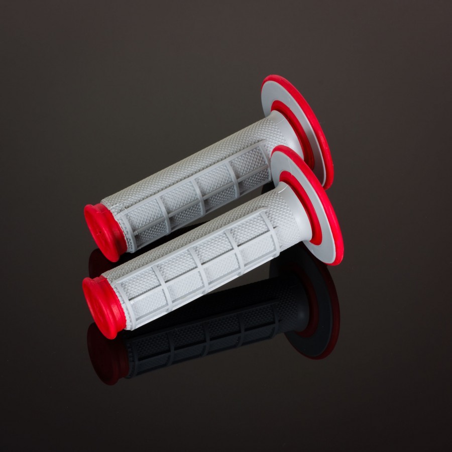 Renthal Dual Compound Grips - Twist Throttle - Red, 1/2 Waffle