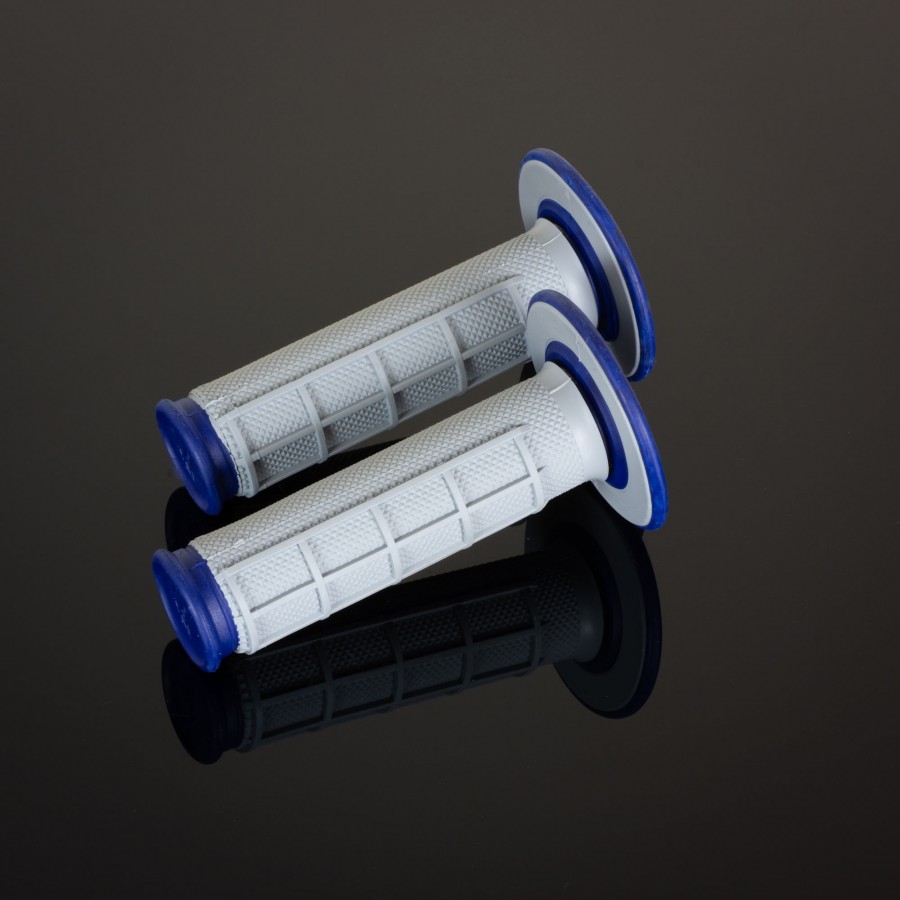 Renthal Dual Compound Grips - Twist Throttle - Blue, 1/2 Waffle