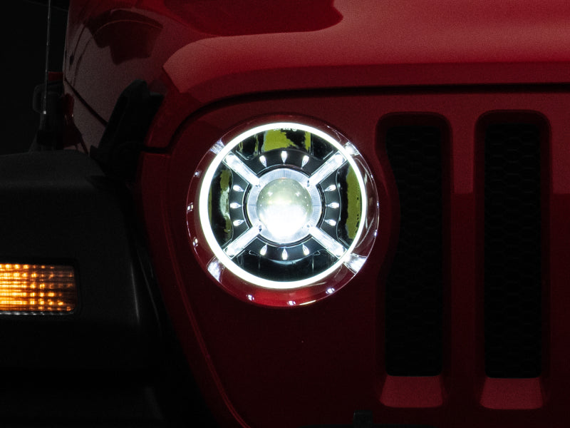J137646 9 in. LED Headlights with DRL & Halo for 2018-2022 Jeep Wrangler JL & JT, Black Housing with Clear Lens