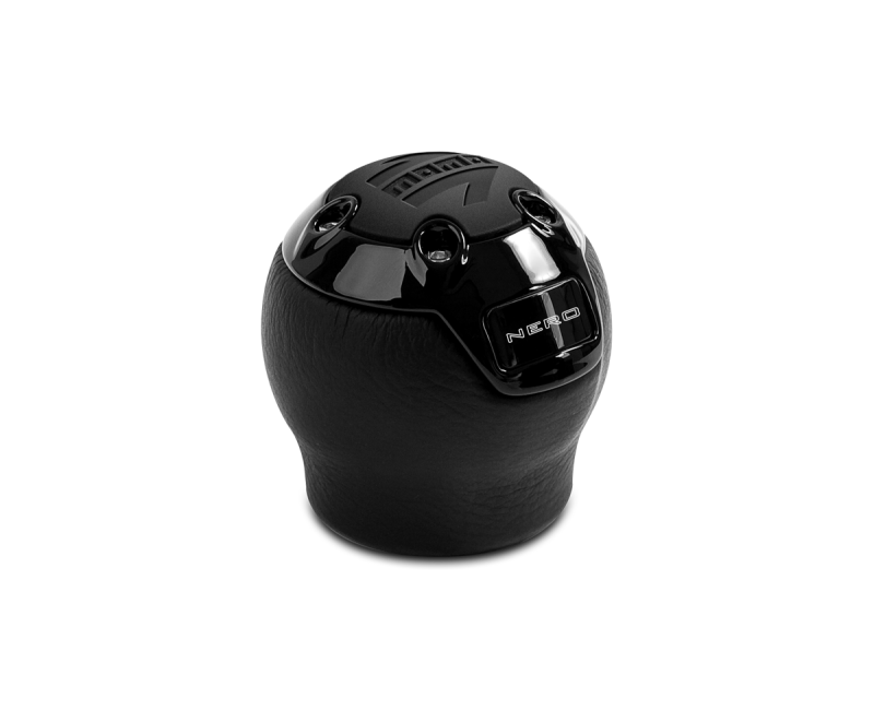 Momo NERBK1-R Black Leather, Chrome Insert with Reverse Lockout Nero Shift Knob