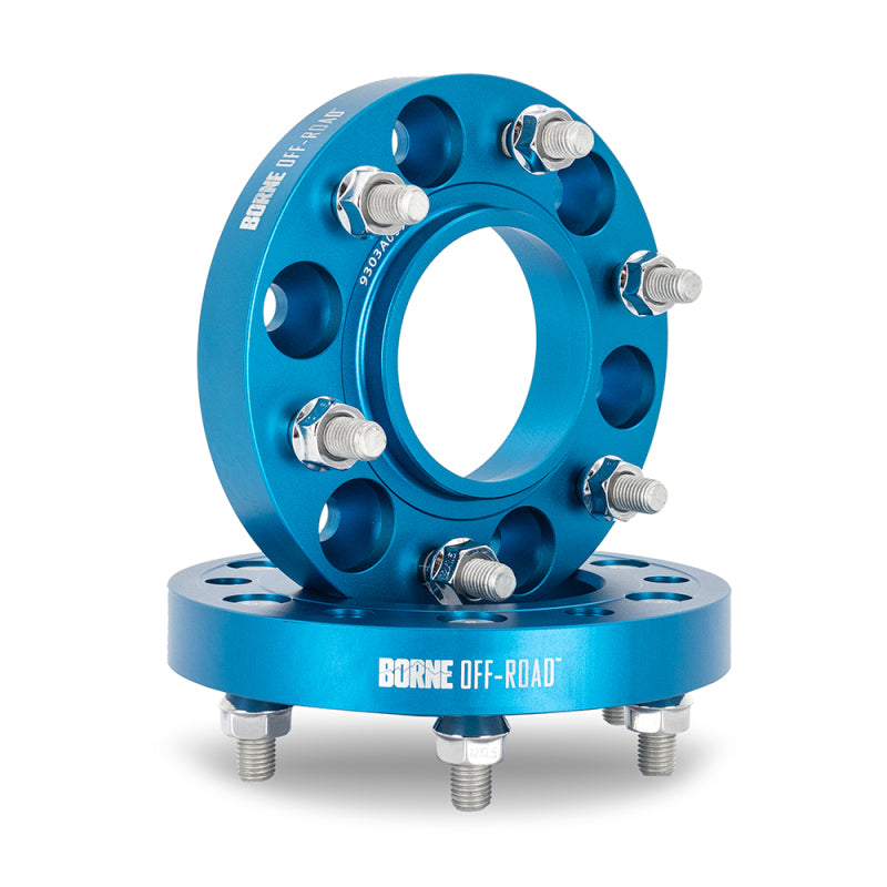 BNWS-005-250BL 6 x 139.7 in. Bolt Pattern 78.1 in. 25 mm M14 x 1.5 Borne Off-Road Wheel Spacers, Blue