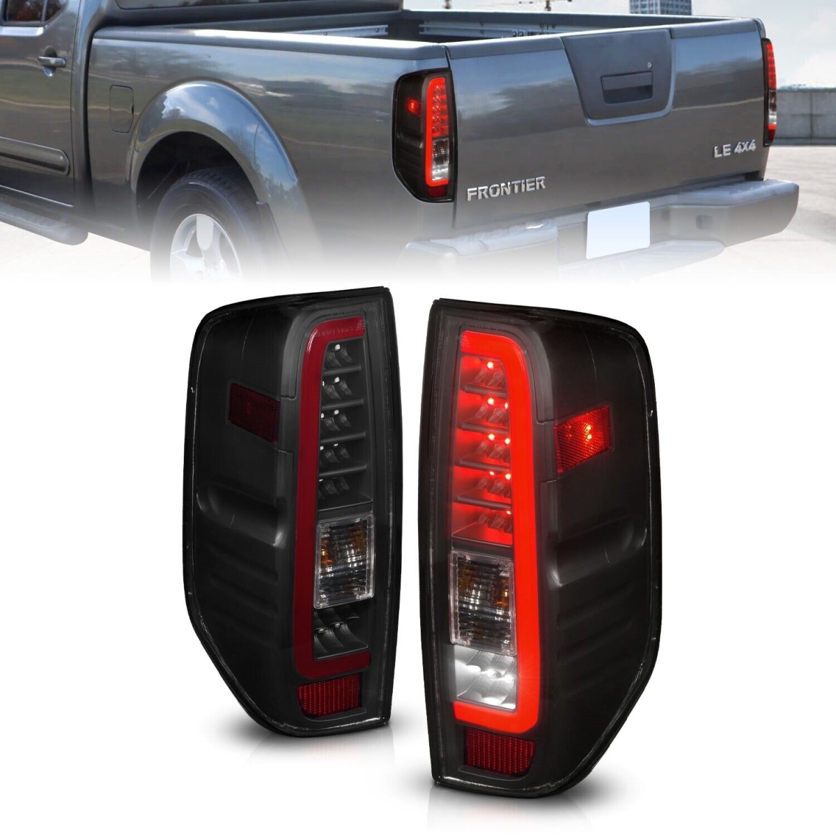 311444 Smoke LED Tail Lights for 2005-2021 Nissan Frontier, Black