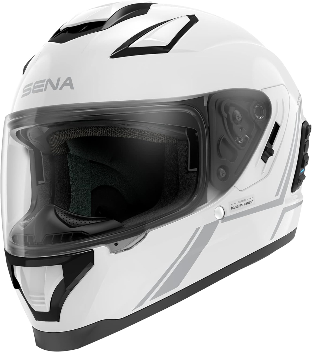 STRYKER-GW00L1 Stryker DOT Full Face Bluetooth Helmet with Sound, Gloss White - Large