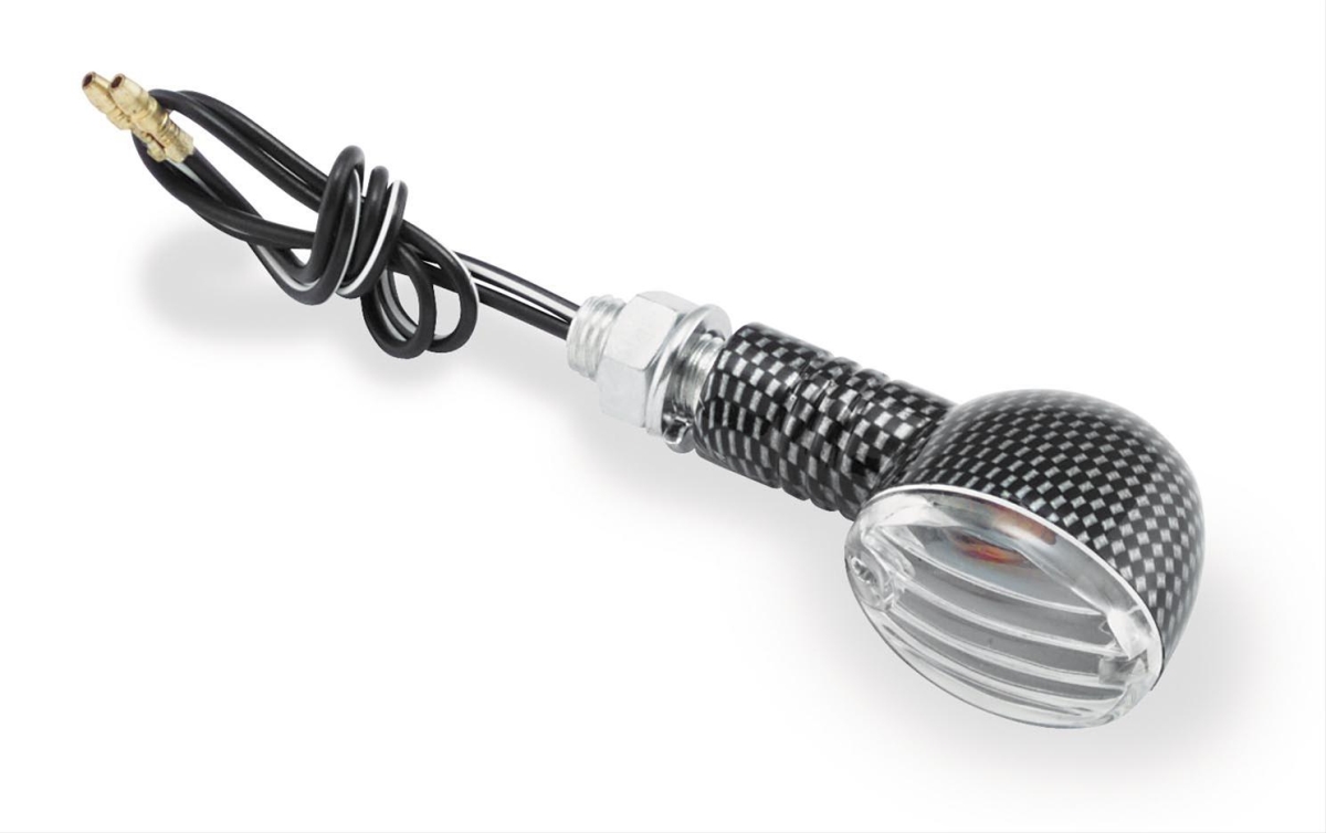 BikeMaster Mini Stalk Round Turn Signals - Carbon/Clear