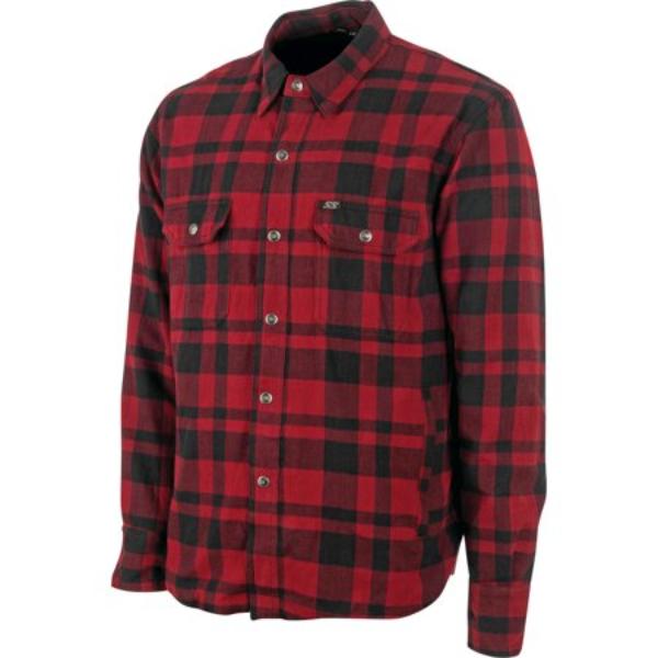 Black 9 2.0 Mens Reinforced Motorcycle Shirt, Red - Large