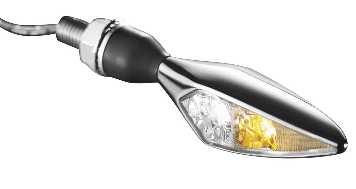2539 White & Amber Front Right Chrome Micro Rhombus Collection Turn Signals