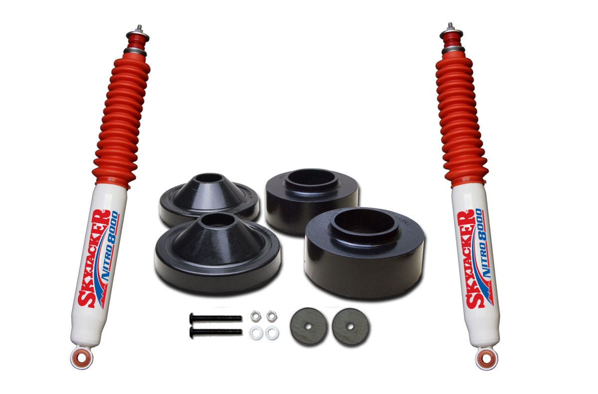 JK23-N 2 in. Front 0.75 in. Rear Polyurethane Spacer Leveling Kit with Nitro 8000 Shocks