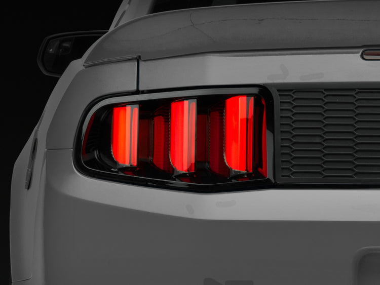 405839 Gloss Black Housing & Clear Lens Vector V2 LED Tail Lights for 2010-2012 Ford Mustang