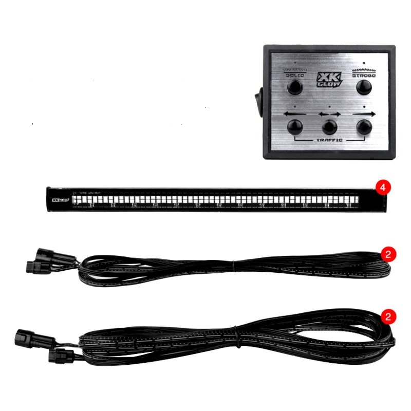 XK052002-4R Tube Strobe Lights with Traffic Modes Ultra Bright LEDs Multiple Strobe Modes Plus Solid On, Red