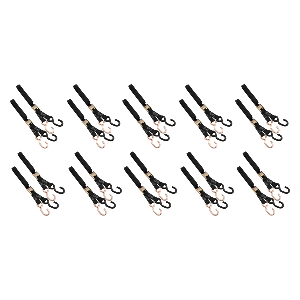 100571 1 x 72 in. Nylon Tie-Down Bulk Pack, Black- 20 Piece